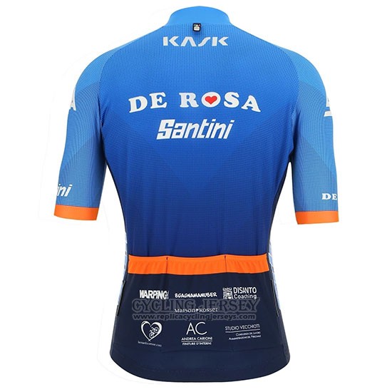 2019 Cycling Jersey De Pink Santini Blue Short Sleeve and Bib Short